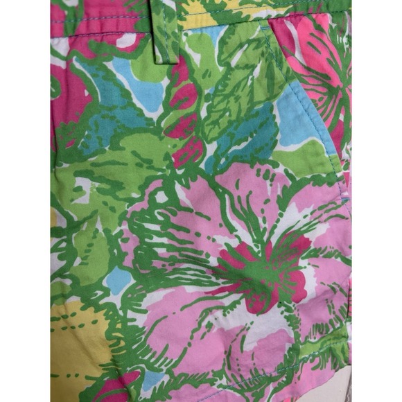 Lilly Pulitzer Pink Green Floral Tropical Print The Callahan Short Size 8 - Picture 5 of 8